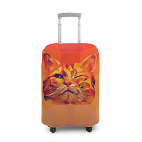 Чехол для чемодана 3D с принтом Подмигивающий кот (Low Poly) в Санкт-Петербурге, 86% полиэфир, 14% спандекс | двустороннее нанесение принта, прорези для ручек и колес | cat | fox | kitty | low | lowpoly | poly | веселая | геометрия | грозовой кошак | желтая | кот | котейка | котофей | кошак | лиса | любителям кошек | низкополигональный | позитив | прикольная | рисунок | рыжая | узор