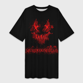 Платье-футболка 3D с принтом Mushroomhead в Санкт-Петербурге,  |  | ac dc | disturbed | linkin park | lp | metal | metallica | mushroomhead | music | pop | rap | rock | slipknot | song | метал | музыка | рок