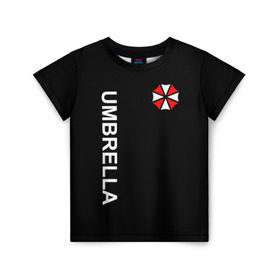 Детская футболка 3D с принтом UMBRELLA CORP в Санкт-Петербурге, 100% гипоаллергенный полиэфир | прямой крой, круглый вырез горловины, длина до линии бедер, чуть спущенное плечо, ткань немного тянется | Тематика изображения на принте: ada wong | biohazard | game | gamer | leon | logo | mistic | raccoon city | re2 | resident evil 2 | rpd | stars | umbrella | ада вонг | амбрелла | зомби | игра | мистика | ужасы
