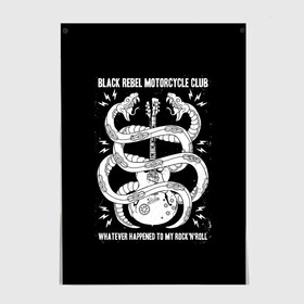 Постер с принтом Black Rebel Motorcycle Club в Санкт-Петербурге, 100% бумага
 | бумага, плотность 150 мг. Матовая, но за счет высокого коэффициента гладкости имеет небольшой блеск и дает на свету блики, но в отличии от глянцевой бумаги не покрыта лаком | Тематика изображения на принте: black rebel motorcycle club | brmc | rock | группы | инди | музыка | рок | рок н ролл