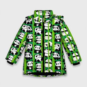 Зимняя куртка для девочек 3D с принтом Медведи панда в Санкт-Петербурге, ткань верха — 100% полиэстер; подклад — 100% полиэстер, утеплитель — 100% полиэстер. | длина ниже бедра, удлиненная спинка, воротник стойка и отстегивающийся капюшон. Есть боковые карманы с листочкой на кнопках, утяжки по низу изделия и внутренний карман на молнии. 

Предусмотрены светоотражающий принт на спинке, радужный светоотражающий элемент на пуллере молнии и на резинке для утяжки. | animals | bamboo | bears | branches | funny | panda | trees | аниме | бамбук | весёлые | ветки | графика | деревья | животные | зелёный | искусство | картинка | красивый | крутой | малыши | медведи | мода | модный | молодёжная