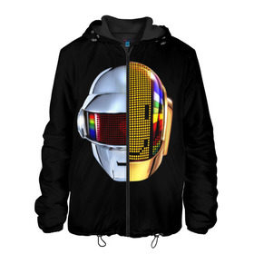 Мужская куртка 3D с принтом Daft Punk в Санкт-Петербурге, ткань верха — 100% полиэстер, подклад — флис | прямой крой, подол и капюшон оформлены резинкой с фиксаторами, два кармана без застежек по бокам, один большой потайной карман на груди. Карман на груди застегивается на липучку | Тематика изображения на принте: daft punk | electronic | house | human | music | robot | дафт панк | музыка | синти поп | хаус | электроника