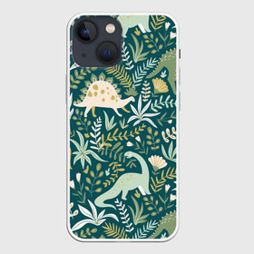 Чехол для iPhone 13 mini с принтом Динозавры в Санкт-Петербурге,  |  | ancient | animals | ar | branches | creativity | dinosaurs | flowers | green | plants | ветки | графика | динозавры | древние | животные | зелёные | искусство | картинка | красивый | крутой | мода | модный | молодёжная | растения