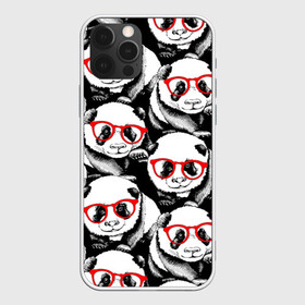 Чехол для iPhone 12 Pro с принтом Панды в красных очках в Санкт-Петербурге, силикон | область печати: задняя сторона чехла, без боковых панелей | animals | bears | funny | head | muzzl | pandas | red | весёлые | взгляд | голова | графика | животные | искусство | картинка | красивый | красные | крутой | медведи | мода | модный | молодёжная | очки | панды | рисунок
