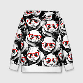 Детская толстовка 3D с принтом Панды в красных очках в Санкт-Петербурге, 100% полиэстер | двухслойный капюшон со шнурком для регулировки, мягкие манжеты на рукавах и по низу толстовки, спереди карман-кенгуру с мягким внутренним слоем | Тематика изображения на принте: animals | bears | funny | head | muzzl | pandas | red | весёлые | взгляд | голова | графика | животные | искусство | картинка | красивый | красные | крутой | медведи | мода | модный | молодёжная | очки | панды | рисунок