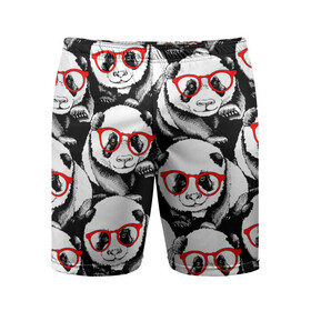 Мужские шорты спортивные с принтом Панды в красных очках в Санкт-Петербурге,  |  | animals | bears | funny | head | muzzl | pandas | red | весёлые | взгляд | голова | графика | животные | искусство | картинка | красивый | красные | крутой | медведи | мода | модный | молодёжная | очки | панды | рисунок