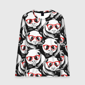 Мужской лонгслив 3D с принтом Панды в красных очках в Санкт-Петербурге, 100% полиэстер | длинные рукава, круглый вырез горловины, полуприлегающий силуэт | Тематика изображения на принте: animals | bears | funny | head | muzzl | pandas | red | весёлые | взгляд | голова | графика | животные | искусство | картинка | красивый | красные | крутой | медведи | мода | модный | молодёжная | очки | панды | рисунок