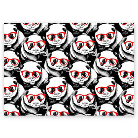 Поздравительная открытка с принтом Панды в красных очках в Санкт-Петербурге, 100% бумага | плотность бумаги 280 г/м2, матовая, на обратной стороне линовка и место для марки
 | Тематика изображения на принте: animals | bears | funny | head | muzzl | pandas | red | весёлые | взгляд | голова | графика | животные | искусство | картинка | красивый | красные | крутой | медведи | мода | модный | молодёжная | очки | панды | рисунок