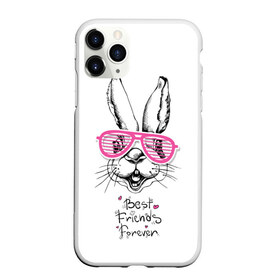 Чехол для iPhone 11 Pro матовый с принтом Best Friends Forever в Санкт-Петербурге, Силикон |  | animal | best friends | forever | hare | hearts | love | rabbit | белый | графика | друзья | животное | заяц | искусство | картинка | кролик | крутой | лучшие | лучший | любоввь | модный | навсегда | очки | полосатые | рисунок