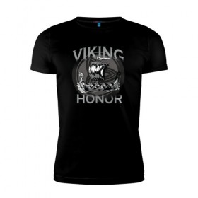 Мужская футболка премиум с принтом Викинг в Санкт-Петербурге, 92% хлопок, 8% лайкра | приталенный силуэт, круглый вырез ворота, длина до линии бедра, короткий рукав | viking | викинг | викинги | дракар | драккар | честь