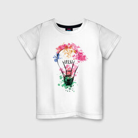 Детская футболка хлопок с принтом Лампочка в Санкт-Петербурге, 100% хлопок | круглый вырез горловины, полуприлегающий силуэт, длина до линии бедер | идея | краски | лампочка | пятна
