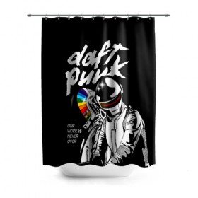 Штора 3D для ванной с принтом Daft Punk в Санкт-Петербурге, 100% полиэстер | плотность материала — 100 г/м2. Стандартный размер — 146 см х 180 см. По верхнему краю — пластиковые люверсы для креплений. В комплекте 10 пластиковых колец | daft punk | electronic | house | human | music | robot | дафт панк | музыка | синти поп | хаус | электроника