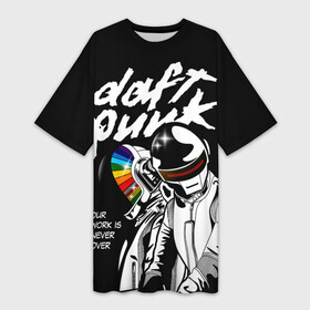 Платье-футболка 3D с принтом Daft Punk в Санкт-Петербурге,  |  | daft punk | electronic | house | human | music | robot | дафт панк | музыка | синти поп | хаус | электроника