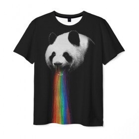 Мужская футболка 3D с принтом Радужная панда в Санкт-Петербурге, 100% полиэфир | прямой крой, круглый вырез горловины, длина до линии бедер | big | арт | крупные арты | крупные принты | сумасшедшие арты