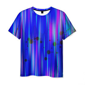 Мужская футболка 3D с принтом neon strokes в Санкт-Петербурге, 100% полиэфир | прямой крой, круглый вырез горловины, длина до линии бедер | abstract | abstraction | comb | cyberpunk | texture | абстракция | бронь | броня | кибер панк | соты | стальные соты | текстуры