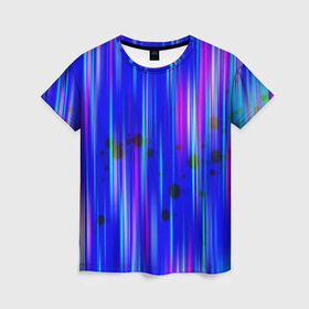 Женская футболка 3D с принтом neon strokes в Санкт-Петербурге, 100% полиэфир ( синтетическое хлопкоподобное полотно) | прямой крой, круглый вырез горловины, длина до линии бедер | abstract | abstraction | comb | cyberpunk | texture | абстракция | бронь | броня | кибер панк | соты | стальные соты | текстуры