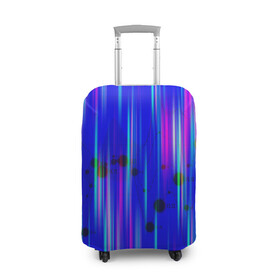 Чехол для чемодана 3D с принтом neon strokes в Санкт-Петербурге, 86% полиэфир, 14% спандекс | двустороннее нанесение принта, прорези для ручек и колес | abstract | abstraction | comb | cyberpunk | texture | абстракция | бронь | броня | кибер панк | соты | стальные соты | текстуры