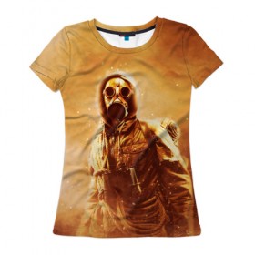 Женская футболка 3D с принтом Апокалипсис в Санкт-Петербурге, 100% полиэфир ( синтетическое хлопкоподобное полотно) | прямой крой, круглый вырез горловины, длина до линии бедер | апокалипсис | конец света | противогаз | солдат | ядерное оружие