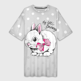 Платье-футболка 3D с принтом My little Bunny в Санкт-Петербурге,  |  | art | best | cool | creativity | drawing | graphics | phonthasia | picture | trend | бант | белый | графика | животное | зайченок | зайчик | искусство | картинка | кролик | крутой | лучший | маленький | милый | модный | мой | пушистый