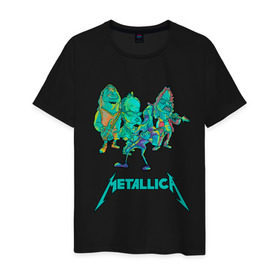 Мужская футболка хлопок с принтом Metallica зеленый неон в Санкт-Петербурге, 100% хлопок | прямой крой, круглый вырез горловины, длина до линии бедер, слегка спущенное плечо. | metal | metalhead | metallica | rock | джеймсхетфилд | кирк хэммет | ларс ульрих | металика | металл | металлика | роберт трухильо | робот | рок