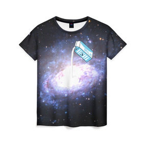 Женская футболка 3D с принтом Milky Way в Санкт-Петербурге, 100% полиэфир ( синтетическое хлопкоподобное полотно) | прямой крой, круглый вырез горловины, длина до линии бедер | cosmos | milk | nasa | space | космос | млечный путь | молоко