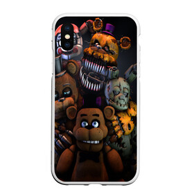 Чехол для iPhone XS Max матовый с принтом Five Nights at Freddys в Санкт-Петербурге, Силикон | Область печати: задняя сторона чехла, без боковых панелей | five nights at freddy s | game | horror | игры | механические куклы | ночь | охранник | пять ночей у фредди | светящиеся глаза | ужас