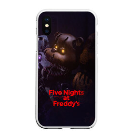 Чехол для iPhone XS Max матовый с принтом Five Nights at Freddys в Санкт-Петербурге, Силикон | Область печати: задняя сторона чехла, без боковых панелей | five nights at freddy s | game | horror | игры | механические куклы | ночь | охранник | пять ночей у фредди | светящиеся глаза | ужас