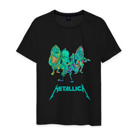 Мужская футболка хлопок с принтом Metallica зеленый неон в Санкт-Петербурге, 100% хлопок | прямой крой, круглый вырез горловины, длина до линии бедер, слегка спущенное плечо. | metal | metalhead | metallica | rock | джеймсхетфилд | кирк хэммет | ларс ульрих | металика | металл | металлика | роберт трухильо | робот | рок