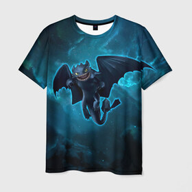 Мужская футболка 3D с принтом Night Fury в Санкт-Петербурге, 100% полиэфир | прямой крой, круглый вырез горловины, длина до линии бедер | how to train your dragon | night fury | беззубик | дракон | как приручить дракона | ночная фурия