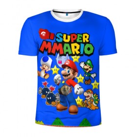 Мужская футболка 3D спортивная с принтом Mario MMA в Санкт-Петербурге, 100% полиэстер с улучшенными характеристиками | приталенный силуэт, круглая горловина, широкие плечи, сужается к линии бедра | bad boy | mma | драка | марио | мма