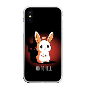 Чехол для iPhone XS Max матовый с принтом Go to hell в Санкт-Петербурге, Силикон | Область печати: задняя сторона чехла, без боковых панелей | ад | ангел | дьявол | зайчик | заяц | нимб | рожки | тень | ушки
