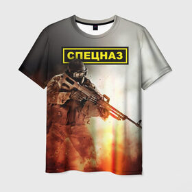 Мужская футболка 3D с принтом Спецназ в Санкт-Петербурге, 100% полиэфир | прямой крой, круглый вырез горловины, длина до линии бедер | альфа | антитеррор | спецназ