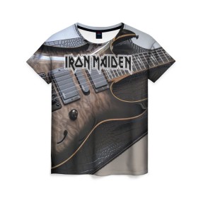 Женская футболка 3D с принтом Iron Maiden в Санкт-Петербурге, 100% полиэфир ( синтетическое хлопкоподобное полотно) | прямой крой, круглый вырез горловины, длина до линии бедер | бас | британия | брюс дикинсон | гитара | группа | дева | железная | метал | нико макбрэйн | рок | стив харрис | хеви | яник герс