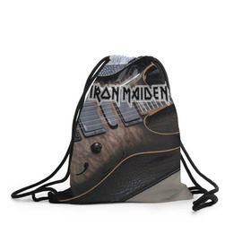 Рюкзак-мешок 3D с принтом Iron Maiden в Санкт-Петербурге, 100% полиэстер | плотность ткани — 200 г/м2, размер — 35 х 45 см; лямки — толстые шнурки, застежка на шнуровке, без карманов и подкладки | бас | британия | брюс дикинсон | гитара | группа | дева | железная | метал | нико макбрэйн | рок | стив харрис | хеви | яник герс