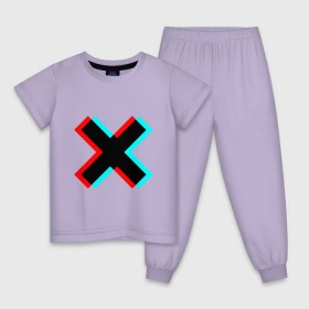Детская пижама хлопок с принтом X - Глитч в Санкт-Петербурге, 100% хлопок |  брюки и футболка прямого кроя, без карманов, на брюках мягкая резинка на поясе и по низу штанин
 | x | глитч | икс