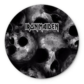 Коврик круглый с принтом Iron Maiden в Санкт-Петербурге, резина и полиэстер | круглая форма, изображение наносится на всю лицевую часть | бас | британия | брюс дикинсон | гитара | группа | дева | железная | метал | нико макбрэйн | рок | стив харрис | хеви | яник герс