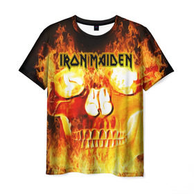 Мужская футболка 3D с принтом Iron Maiden в Санкт-Петербурге, 100% полиэфир | прямой крой, круглый вырез горловины, длина до линии бедер | бас | британия | брюс дикинсон | гитара | группа | дева | железная | метал | нико макбрэйн | рок | стив харрис | хеви | яник герс