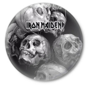 Значок с принтом Iron Maiden в Санкт-Петербурге,  металл | круглая форма, металлическая застежка в виде булавки | Тематика изображения на принте: бас | британия | брюс дикинсон | гитара | группа | дева | железная | метал | нико макбрэйн | рок | стив харрис | хеви | яник герс