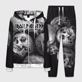 Мужской костюм 3D с принтом Iron Maiden в Санкт-Петербурге, 100% полиэстер | Манжеты и пояс оформлены тканевой резинкой, двухслойный капюшон со шнурком для регулировки, карманы спереди | бас | британия | брюс дикинсон | гитара | группа | дева | железная | метал | нико макбрэйн | рок | стив харрис | хеви | яник герс