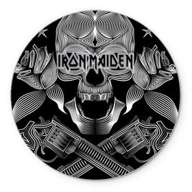 Коврик круглый с принтом Iron Maiden в Санкт-Петербурге, резина и полиэстер | круглая форма, изображение наносится на всю лицевую часть | бас | британия | брюс дикинсон | гитара | группа | дева | железная | метал | нико макбрэйн | рок | стив харрис | хеви | яник герс
