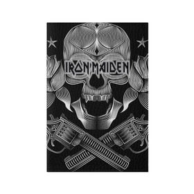 Обложка для паспорта матовая кожа с принтом Iron Maiden в Санкт-Петербурге, натуральная матовая кожа | размер 19,3 х 13,7 см; прозрачные пластиковые крепления | Тематика изображения на принте: бас | британия | брюс дикинсон | гитара | группа | дева | железная | метал | нико макбрэйн | рок | стив харрис | хеви | яник герс