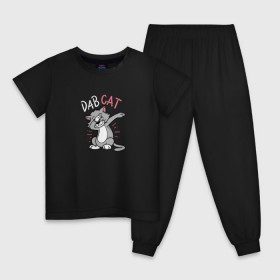 Детская пижама хлопок с принтом Dab Cat в Санкт-Петербурге, 100% хлопок |  брюки и футболка прямого кроя, без карманов, на брюках мягкая резинка на поясе и по низу штанин
 | 