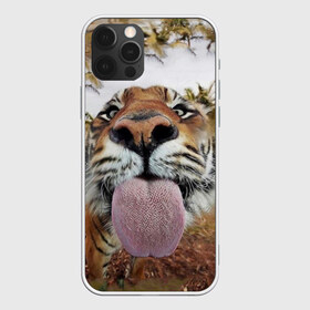 Чехол для iPhone 12 Pro Max с принтом Тигр показывает язык в Санкт-Петербурге, Силикон |  | голова | животные | кот | кошка | лев | лицо | прикол | прикольные | природа | смешные 
 животные | тигр | тигрица | юмор | язык