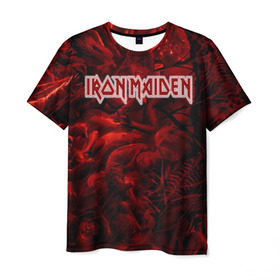 Мужская футболка 3D с принтом Iron Maiden в Санкт-Петербурге, 100% полиэфир | прямой крой, круглый вырез горловины, длина до линии бедер | бас | британия | брюс дикинсон | гитара | группа | дева | железная | метал | нико макбрэйн | рок | стив харрис | хеви | яник герс