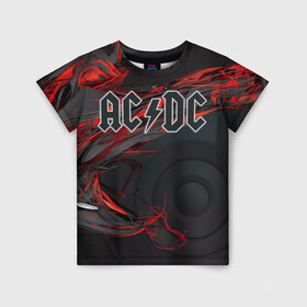 Детская футболка 3D с принтом AC/DC  в Санкт-Петербурге, 100% гипоаллергенный полиэфир | прямой крой, круглый вырез горловины, длина до линии бедер, чуть спущенное плечо, ткань немного тянется | австралийская | ангус янг | блюз | группа | малькольм янг | рок | рок н ролл | стиви янг | хард
