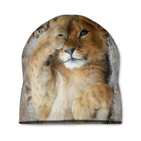Шапка 3D с принтом Львенок в Санкт-Петербурге, 100% полиэстер | универсальный размер, печать по всей поверхности изделия | дикая кошка | животные | кот | кошка | лев | львенок | львица | мордочка | природа | тигр | хищник