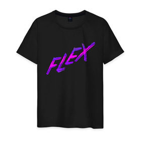 Мужская футболка хлопок с принтом Flex в Санкт-Петербурге, 100% хлопок | прямой крой, круглый вырез горловины, длина до линии бедер, слегка спущенное плечо. | мода | новый дизайнер | прикольная надпись | прикольный текст | тренды | яркая футболка