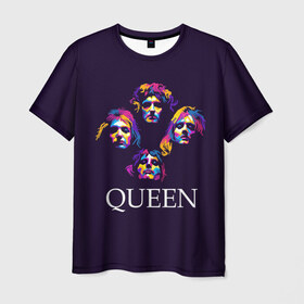 Мужская футболка 3D с принтом Queen в Санкт-Петербурге, 100% полиэфир | прямой крой, круглый вырез горловины, длина до линии бедер | queen | брайан мэи | британская | группа | джон дикон | королева | роджер тейлор | рок | фредди меркьюри