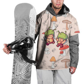 Накидка на куртку 3D с принтом Грибные человечки в Санкт-Петербурге, 100% полиэстер |  | mashrooms | в стиле марио | волшебные грибы | гриб | грибной узор | грибочки | девочка с грибом | красный гриб | мир грибов | паттерн грибы | поганки | психоделика | психоз
