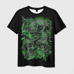 Мужская футболка 3D с принтом Черепа в Санкт-Петербурге, 100% полиэфир | прямой крой, круглый вырез горловины, длина до линии бедер | dead | demon | devil | executioner | punisher | rap | rock | satan | skull | swag | каратель | палач | скелет | череп